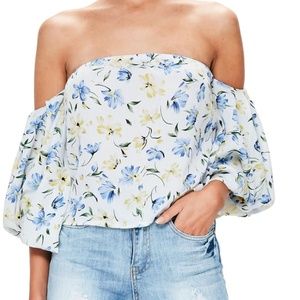 Missguided | Bardot Floral Off-Shoulder Blouse
